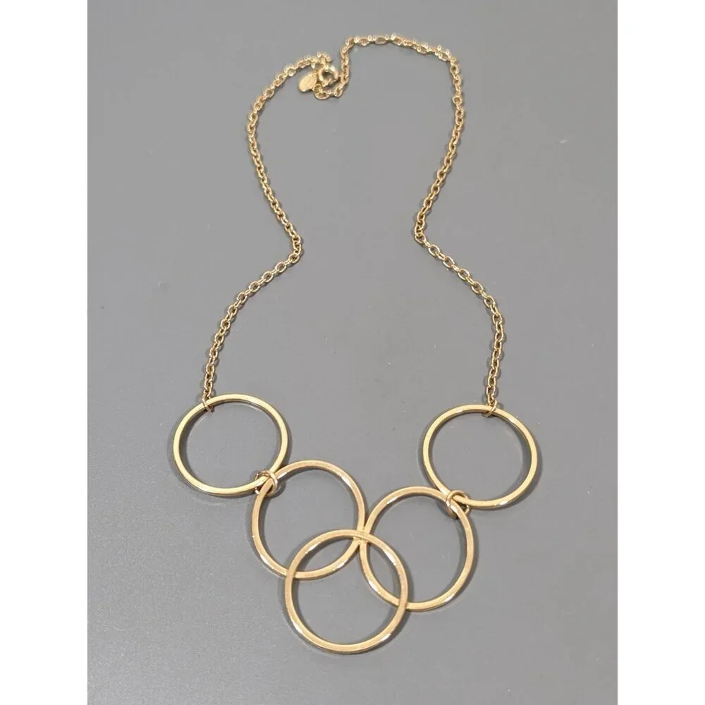 Vintage Avon Gilded Circles Necklace‎ Gold Tone Round Chain 70s Inspired 18 in